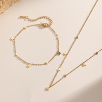 Collier minimaliste en acier inoxydable avec breloques étoiles et sequins fins, bracelet de cheville, bijoux délicats étoilés pour femme, ensemble TGXL14282