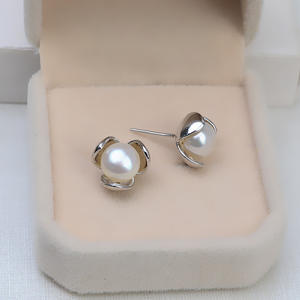 Pendientes de Plata S925 Wenchi, Personalizables, con Diseño de Copo de Nieve, Accesorios DIY, Bandeja Vacía para Incrustar 6-10 Perlas, Modelo 951 - Product Image 3