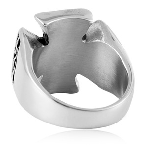 yunnique Skull <b>Ring</b> <b>Titanium</b> Steel Cross Design Men's Fashion Jewelry Gift Silver Color Geometric Pattern - Product Image 4
