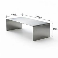 Table basse moderne minimaliste en acier inoxydable, rectangulaire, n'exige pas d'assemblage, un excellent choix pour le mobilier de salon.