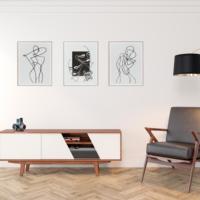 Peintures à l'huile moderne abstraites, de haute qualité, ligne minimaliste noire et blanche, tableau artistique murale