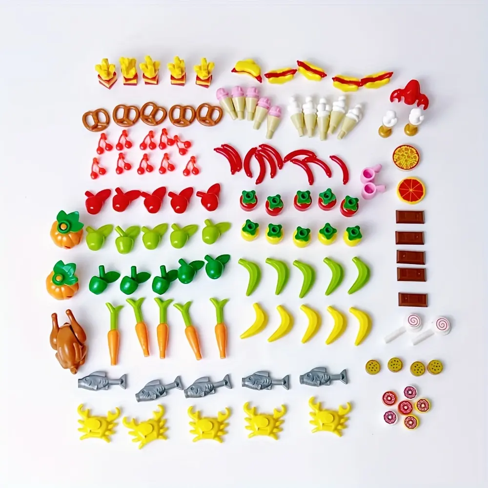 Parti giocattolo per bambini regalo di compleanno cibo MOC frutta mela Banana blocchi educativi cibo creativo blocchi di costruzione ABS giocattoli