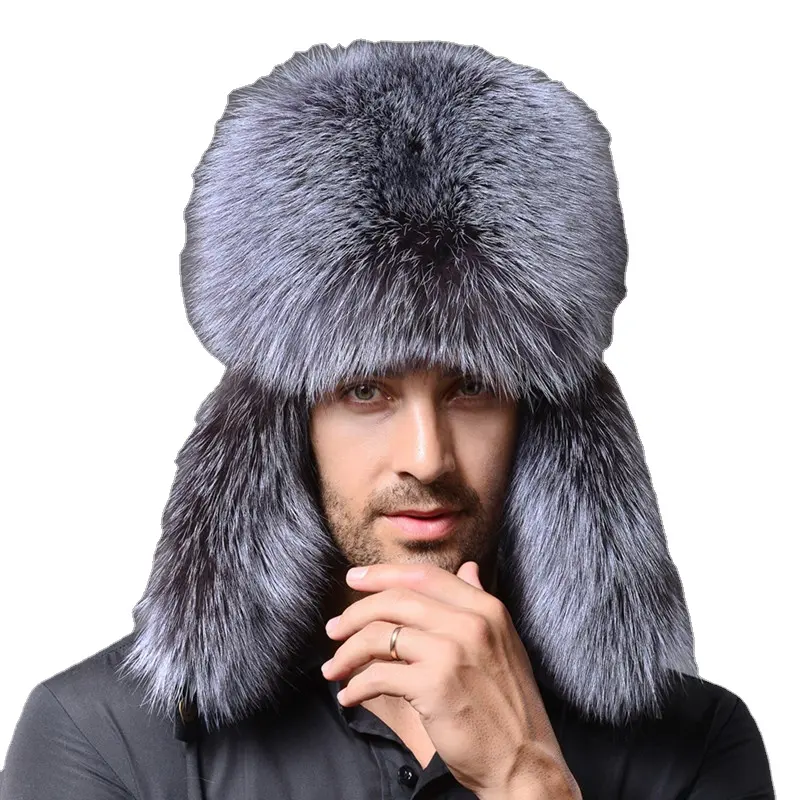 Ushanka 2023 rus deri erkek kadın kürk sahte kayak kap kış sıcak Unisex termal şapka kazak Trapper şapkalar