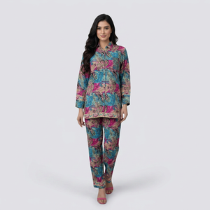 Ensemble coordonné deux pièces pour femmes, confortable, respirant, respectueux de l'environnement, ensemble Kurti et pantalon assorti, tenue décontractée élégante pour toutes les saisons - Product Image 1