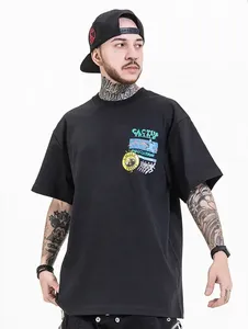 T-<span class=keywords><strong>shirt</strong></span> Oversize in cotone 100% <span class=keywords><strong>Tupac</strong></span> nera in cotone da uomo con collo a girocollo bianco 100% cotone - Product Image 2