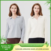 Polo de yoga et fitness en viscose de bambou pour femme – Tissu extensible, soyeux, doux et respirant – Idéal printemps-été – Manches longues