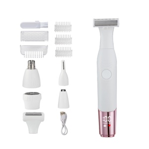 Kit d'épilation électrique 8-en-1 étanche pour femmes et hommes, IPX7, utilisation humide/sèche, pour le corps, le visage, le maillot et le nez, rechargeable - Product Image 1