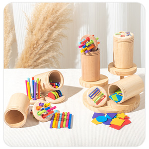Copas de madera para clasificar colores, juguetes educativos para niños de 3 a 6 años, aprendizaje temprano Montessori, reconocimiento de formas, juego de jardín de infantes - Product Image 3