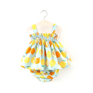 summer 2020 cheap price high quality baby girl boutique Lemon printing design clothing sets children's clothing PP Pants - Product Image 2