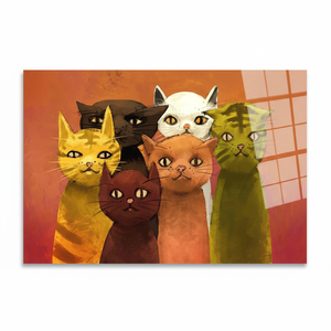 Impression personnalisée de six chats : Art mural sur toile pour les amoureux des chats, ART SUR VERRE TÉRMÉTRAL - Product Image 2