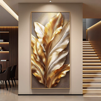 Décoration murale moderne haut de gamme en forme de feuille, art mural tendance, impression numérique, peinture décorative en porcelaine 3D sur papier