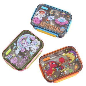 Funny Cute Kids Leak-Proof Microwavable Multifunctional Portable Bento <b>Box</b> Cartoon Pattern 3-Grid Food Grade Stainless <b>Lunch</b> <b>Box</b> - Product Image 1