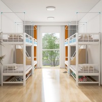 Lit superposé en fer, design moderne et simple, lit de dortoir connecté haut-bas, lit métallique double étage avec escalier pour appartement personnel