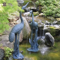Sculpture en métal en cuivre coulé, statue en bronze, hérons, fontaine d'eau de jardin à vendre