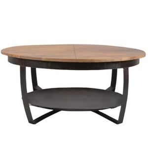 Table basse ronde moderne en bois avec structure métallique, design industriel, meubles de salon - Product Image 3