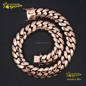 Custom Made 35mm Rose Gold Plated Brass Big Size Heavy Rapper Jewelry <strong>Iced</strong> <strong>Out</strong> Hip Hop Miami <strong>Cuban</strong> <strong>Link</strong> <strong>Chain</strong> Man Plain <strong>Chain</strong> - Product Image 4