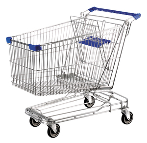 Chariot métallique de haute qualité de chariot à provisions de supermarché des roues 150L de pivot avec le logo de poignée - Product Image 3