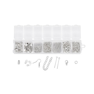 <b>DIY</b> Jewelry Accessories Metal Findings <b>Kit</b> For Bracelet Making Silver Plated Chain Lobster Clasp Earring Hooks Rings - Product Image 2
