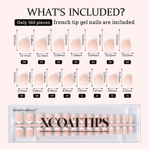 XCOATTIPS 160 Uñas Postizas al por Mayor, Cortas, Cuadradas, Cobertura Completa, Punta Francesa Nude, Gel Suave, Puntas X Coat, Uñas a Presión de Alta Calidad - Product Image 6