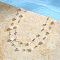 Collier de perles en acier inoxydable plaqué or 18 carats, bijoux fantaisie en gros, accessoires attrayants pour femmes TGXL14073