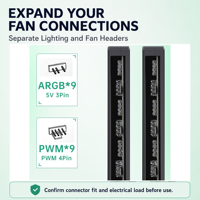 Hub de ventilateurs SNOWMAN H9 ARGB PWM à 9 ports, contrôleur magnétique alimenté par SATA avec télécommande pour le refroidissement des boîtiers de PC de jeu – Vente en gros