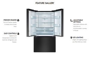 Réfrigérateur à portes françaises Cosm 115V 36 pouces, économie d'énergie par technologie Inverter, distributeur d'eau, machine à glaçons, <span class=keywords><strong>noir</strong></span> <span class=keywords><strong>mat</strong></span>, Hisense Same - Product Image 4