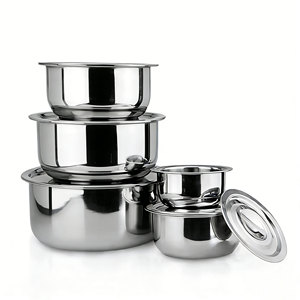 Factory 5pcs Stainless Steel <strong>Pots</strong> Cooking <strong>Pot</strong> Soup Stock <strong>Pots</strong> OG Kitchen <strong>Utensil</strong> Indian Cookware Set With Lids - Product Image 1