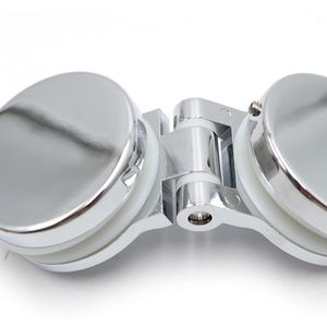 Stainless Steel Glass <b>Door</b> Hinges 180 Degree Universal Double Sided Round Bead For Display Windows - Product Image 2