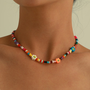 BINSHUO gioielli con perline <span class=keywords><strong>di</strong></span> semi bohémien da donna regalo con colletto in acrilico Charm <span class=keywords><strong>collana</strong></span> e bracciale in resina margherita - Product Image 4