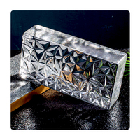 Brique de verre à motif diamant grand format 200x100x50mm, couleur et motif personnalisés, verre à faible teneur en fer, briques de verre à fusion à chaud pour cloison murale