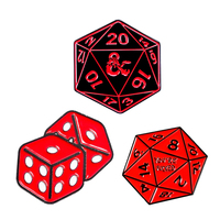 Broche personnalisée par le fabricant, cadeau amusant pour la Saint-Valentin, dés de D&D, épinglette en émail rigide ou souple sur le thème de l'anime, vente en gros