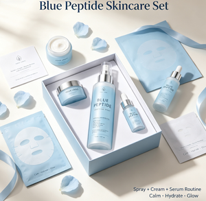 Ensemble de soins de la peau au peptide bleu, spray, crème, sérum, marque privée, hydratant, apaisant, routine visage pour tous types de peau - Product Image 1