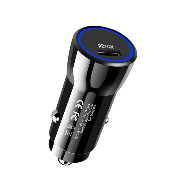 Brand New Factory Price Single Type C Port 30W Fast Charging PD OTP Protection Car Charger Cigarette Lighter Plug