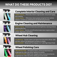 Champú para Autos, Prelavado para Autos, Agente de Limpieza Interior, Limpiador de Llantas, Abrillantador de Neumáticos, Revestimiento de Nano Vidrio, Desengrasante, Kit de Lavado de Autos