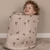 Sac de rangement pour jouets en coton matelassé personnalisé au design floral Sac de maquillage Panier de nettoyage de bureau pour couches Organisateur rond Seau de rangement Bakset