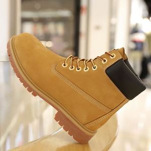 High Quality TB Yellow Casual High Top Boots Genuine Leather Waterproof Outdoor Elevator Work Boots - Product Image 3