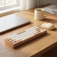 Nouveau design, clavier et souris sans fil pour bureau, 68 touches, membrane, combo 60%, ensemble clavier et souris pour ordinateur, combo souris 2.4G sans fil BT 4D