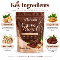 Poudre de beauté OEM à marque privée Curve Bloom pour le corps, soutien au contour, à base de racine de Maca, graines de fenugrec, flocons d'avoine et poudre de cacao pour adultes, riche en fibres