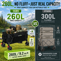 Chariot pliable robuste, capacité de charge de 330 lb, poignée télescopique, roues tout-terrain avec frein, cadre en acier, chariot utilitaire pliable