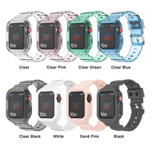 Tschick 41mm 45mm per Apple Watchband Series 7 TPU Case + Band per iWatch 7 cinturino traspirante trasparente per Apple Watch 7