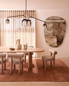 Tapis en laine tissé à la main, couleur Noyer Rouille, design moderne, 14/16 mm de hauteur de pile, lavable et durable, coupe personnalisée, fait main en Inde, décoration - Product Image 3