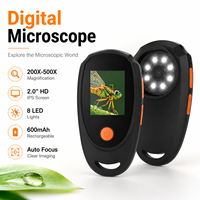 Kids Portable Auto Focus Digital Microscope, 200X-500X Magnification, 2.0" HD IPS Screen, Rechargeable Handheld Microscope