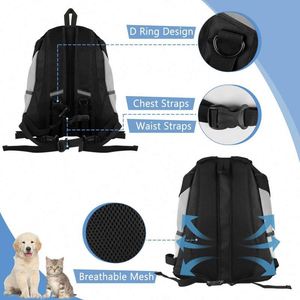 Sac à dos de transport pour chien, échantillon gratuit, pour petits chiens, respirant, design avec ouverture pour la tête, avec réflecteurs, sac à dos de transport sécurisé pour animaux de compagnie - Product Image 4
