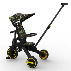 BEBELUX 2022 مصنع عجلة أطفال ثلاثية 4 في 1 المحمولة آمنة 3 عجلة سيارة مشاية للأطفال 1-6 سنوات مع المقعد الخلفي ل دراجة أطفال ثلاثية