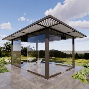 Scienlan Nachhaltiger Garten im Freien Motorisiertes kunden spezifisches Lamellen dachs ystem Aluminium-Pavillon Bio klimatische Aluminium-Pergola