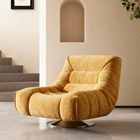 Minimalistischer Moderner Einzelsessel Chenille-Samt & Metallrahmen Weicher Wohnzimmer-Drehsessel und Sofasessel