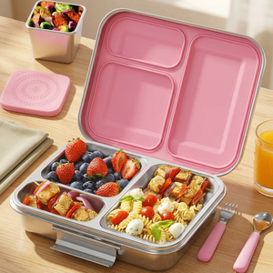 Bulk Wholesale Factory Direct Supply BPA-free Leakproof Multi-compartment Portable Plastic Lid Stainless Steel <b>Lunch</b> <b>Box</b> - Product Image 1