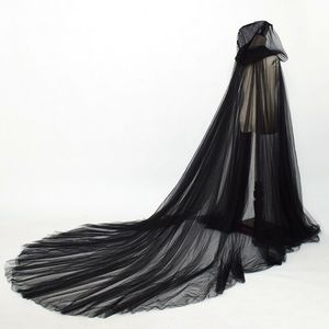 Mantello con Cappuccio in Tulle Stile Retrò per <span class=keywords><strong>Donna</strong></span>, Mantello da Vampiro o Sposa, Nero/Rosso/Bianco, per Feste di Halloween - Product Image 4