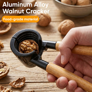 Cascanueces de Aluminio con Mangos de Madera, Herramienta Manual Resistente para Nueces, Pecanas, Langostas y Frutos Secos, Fácil de Limpiar, para Uso en la Cocina - Product Image 1