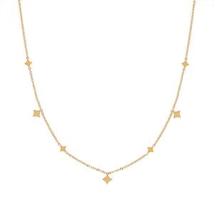 Collar de Cadena Corta con Estrellas Exquisitas de Acero Inoxidable Chapado en Oro de 18K, Resistente al Deslustre, Joyería Diaria de Verano para Chicas - Product Image 6